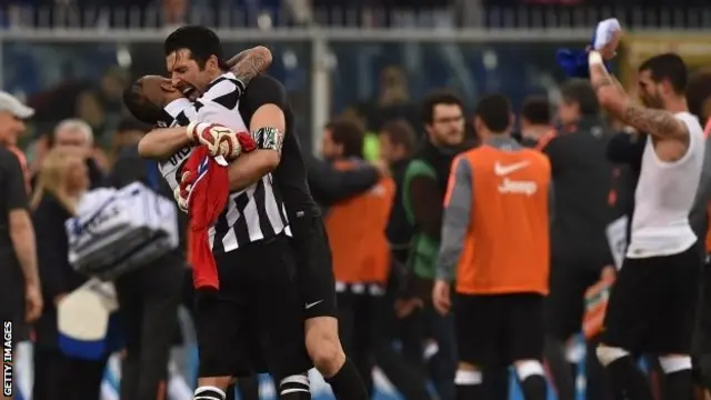 Gianluigi Buffon and Arturo Vidal