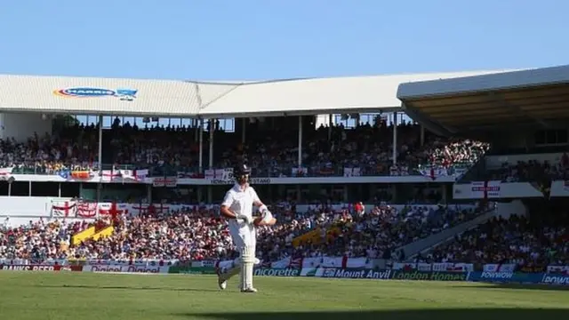 Jonathan Trott walks off