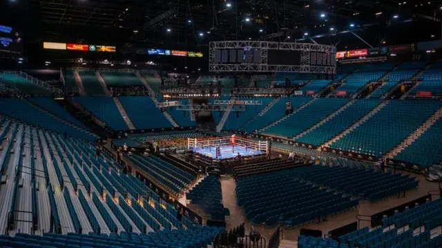 An empty MGM Grand Garden Arena ahead of the Floyd Mayweather v Manny Pacquiao fight