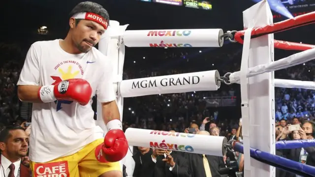 Manny Pacquiao enters the ring