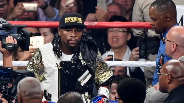 Floyd Mayweather enters the ring