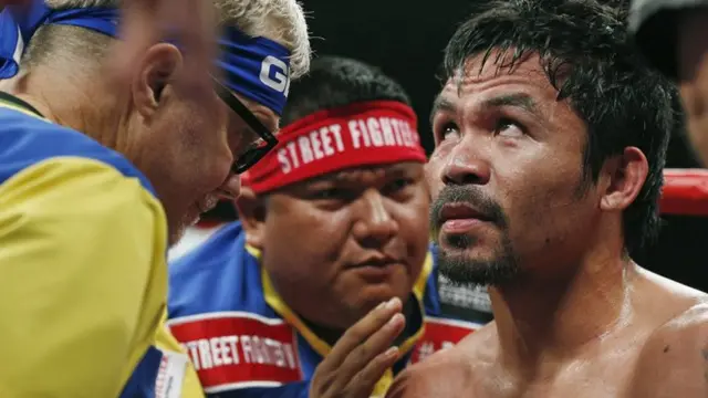 Manny Pacquiao between rounds