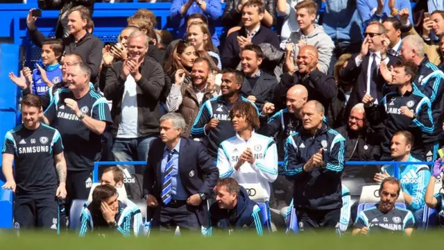 Chelsea staff celebrate their goal