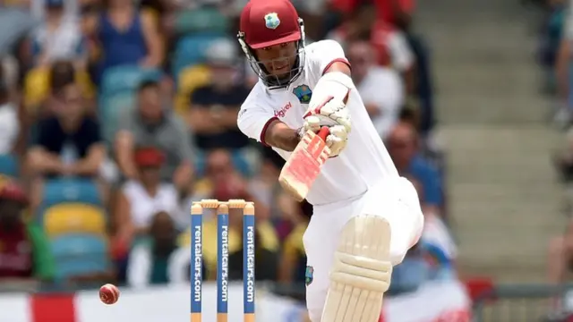 Kraigg Brathwaite plays a shot