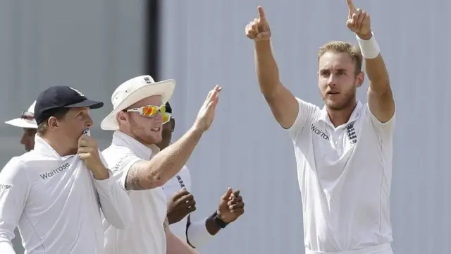 Stuart Broad celebrates