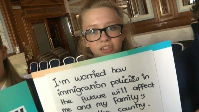 A Polish-born girl asks if immigration policies could force her family to leave Wales