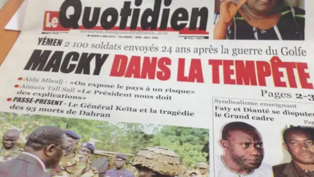 Front page of Senegal's Quotidien paper