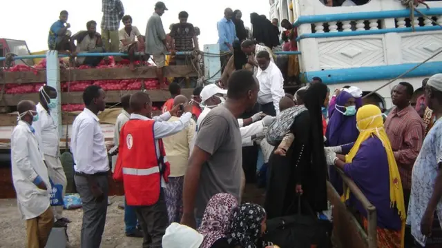 Passengers disembarking from a boat in Berbera, Somaliland