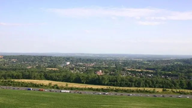 View of Surrey with M25 in foreground