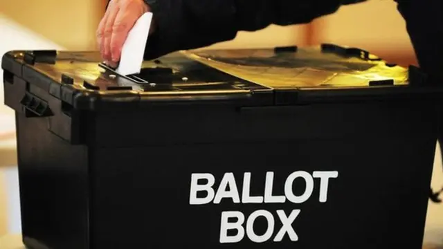 A voter puts their ballot paper into a ballot box