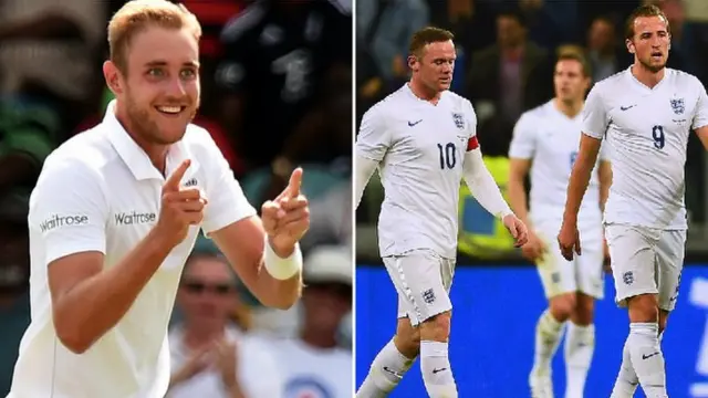 Stuart Broad, Wayne Rooney and Harry Kane