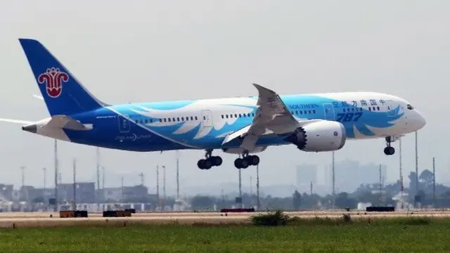 A Southern Airlines flight lands at the airport in Guangzhou in China - 2013