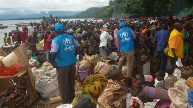 Burundians on the shore of Lake Tanganyika