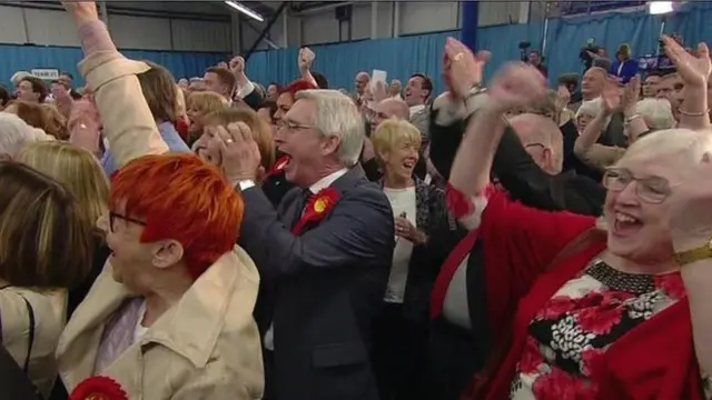 The Labour Party cheer in Houghton and Sunderland South