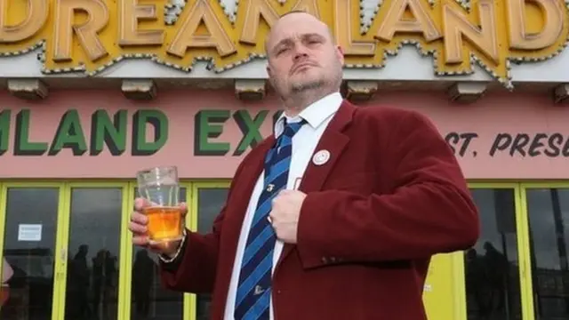 Al Murray outside Dreamland amusement park in Margate