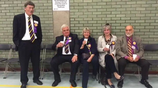 UKIP at the Rayleigh & Wickford count at the Clements Hall Leisure Centre in Hawkwell