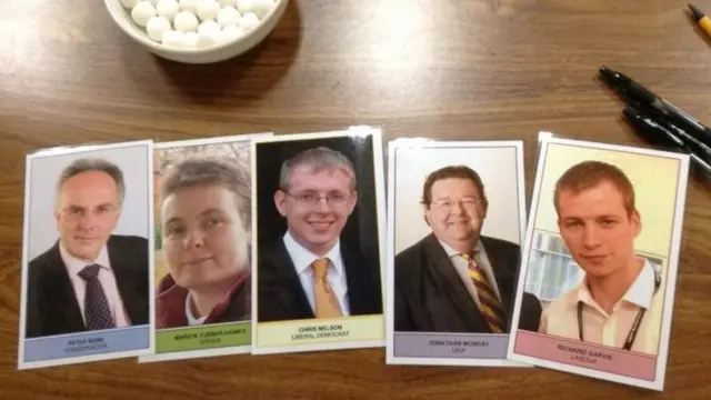 Top trumps of the candidates at the Wellingborough election count