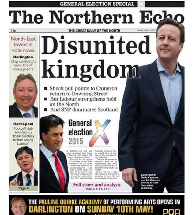 Northern Echo front page