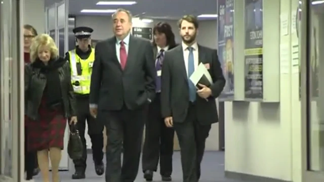 Alex Salmond arriving at Aberdeenshire count