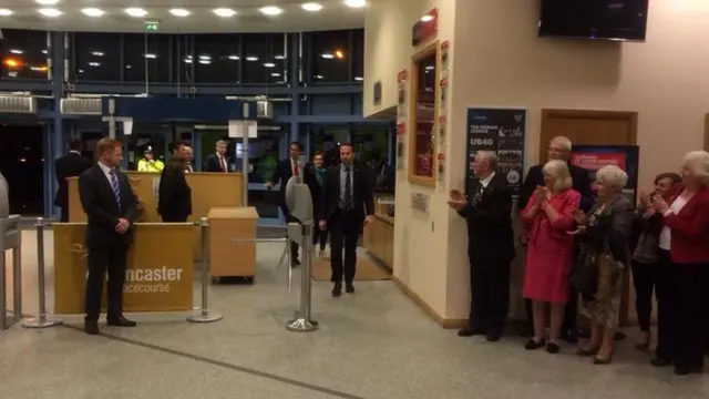 Ed Miliband arrives at Doncaster count