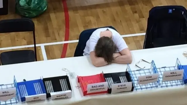 Woman sleeps at count