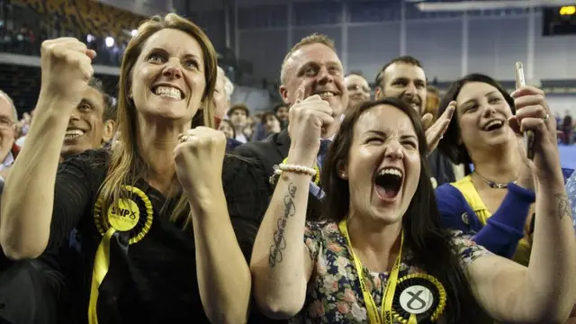 SNP supporters celebrate