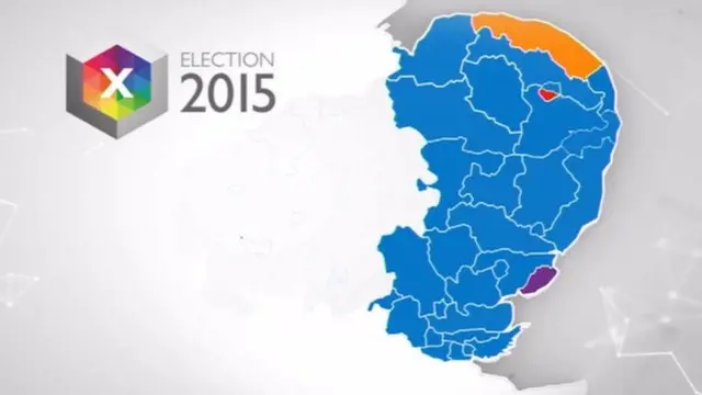 East election results map for 2015