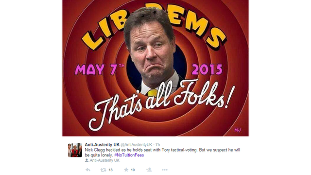 Tweet: Nick Clegg - That's All Folks meme