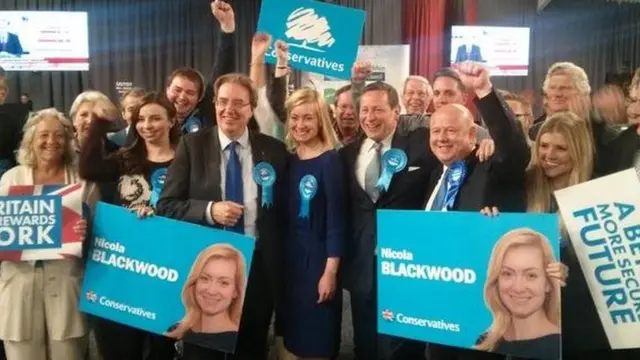 Nicola Blackwood and other Conservatives celebrate