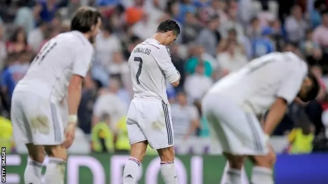 Dejected Real Madrid players