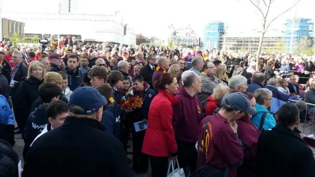 Crowds at service in Bradford