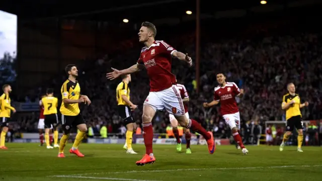 Swindon celebrate in a remarkable play-off game