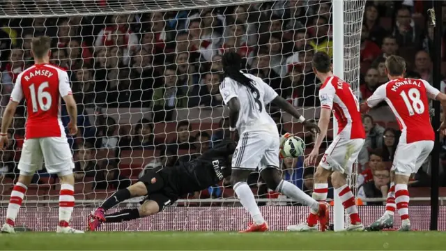 David Ospina fails to keep out the header