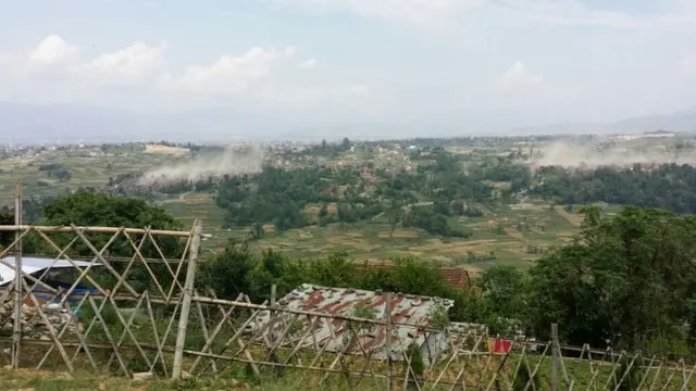 Dust rising over Kathmandu