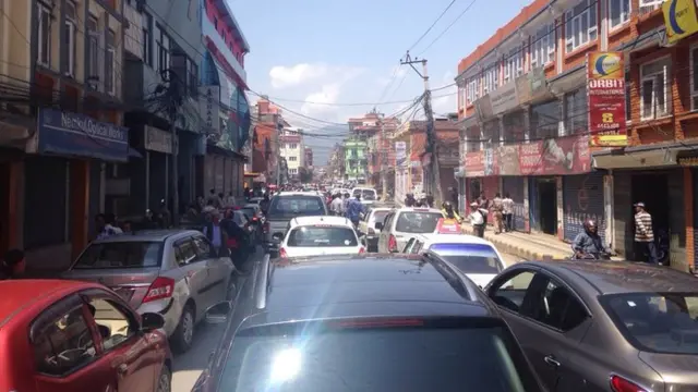 Cars blocking a road