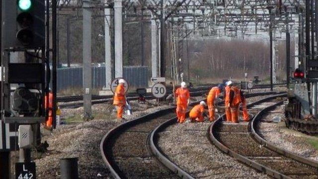 Network Rail workers maintaining track