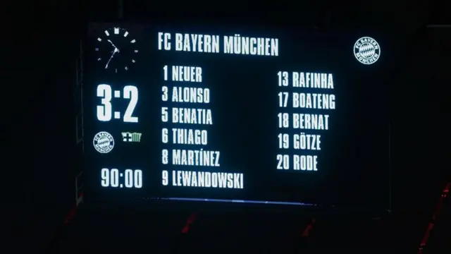 The scoreboard at the Allianz Arena