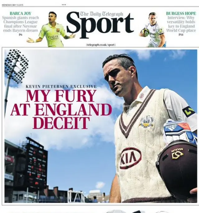 Wednesday's Daily Telegraph back page