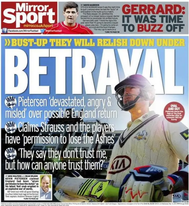 Wednesday's Daily Mirror back page