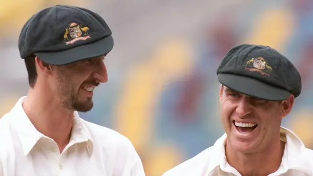 Jason Gillespie (left) and Matthew Hayden (right)