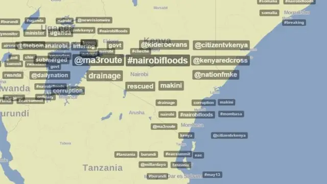 trendsmap in kenya showing nairobi floods