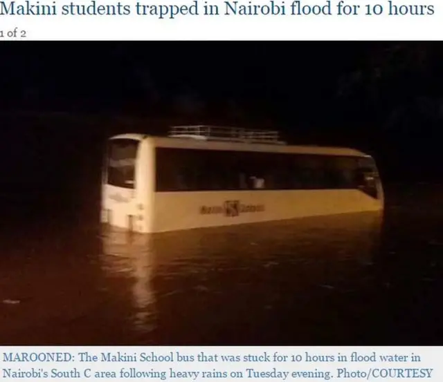 screen grab from the Star newspaper of submerged school bus