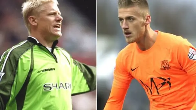 Peter Schmeichel and Daniel Bentley