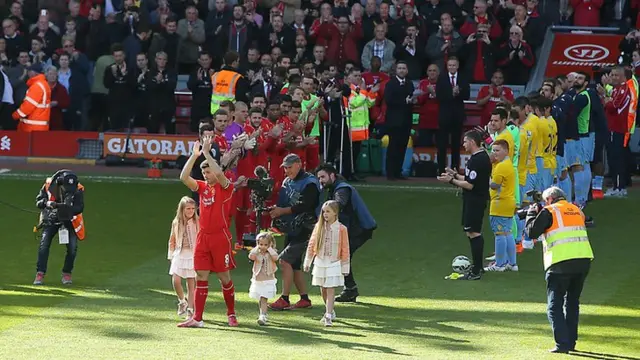 A guard of honour for Liverpool captain Steven Gerrard