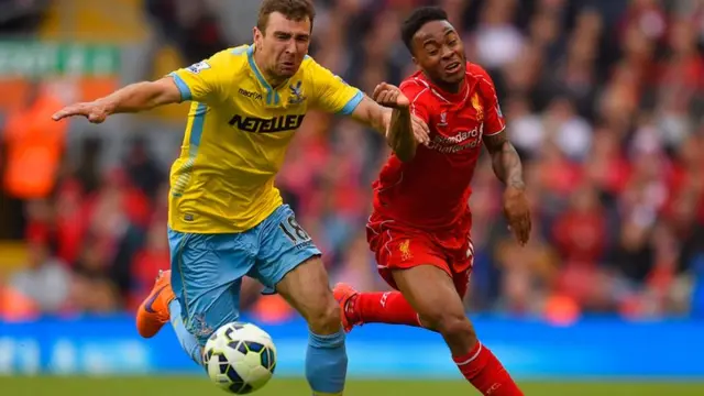 James McArthur battles Raheem Sterling for the ball