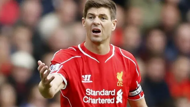 Steven Gerrard looks frustrated