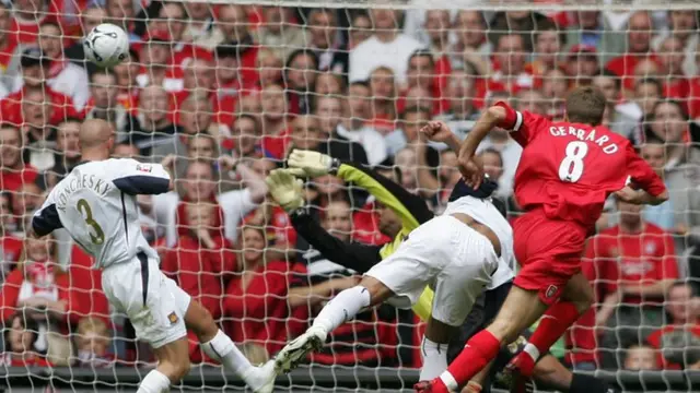 Steven Gerrard scores a late goal in the FA Cup final