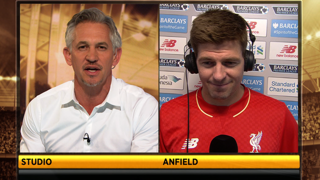 Steven Gerrard spoke to Gary Lineker after his final appearance at Anfield