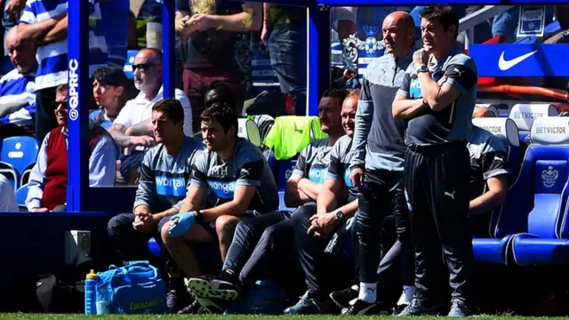 Newcastle coaching team at QPR