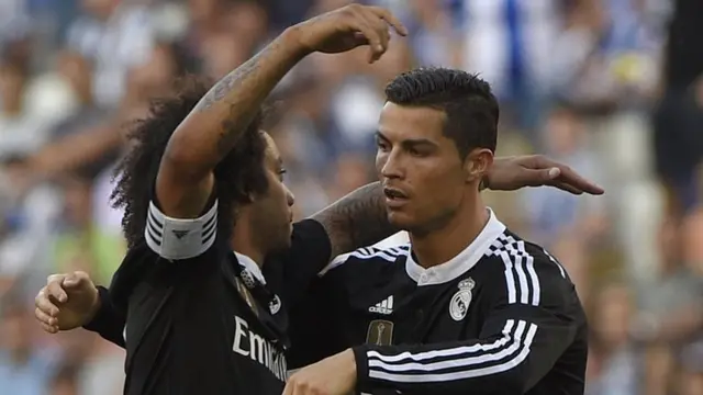 Marcelo celebrates with Cristiano Ronaldo